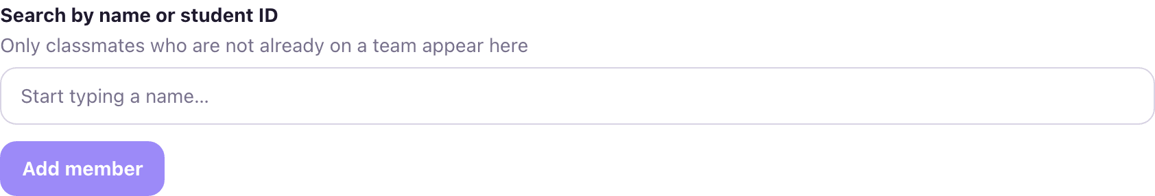 The add a member box, before anything is typed.